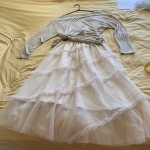 Long sleeve Tee with Fancy lace skirt